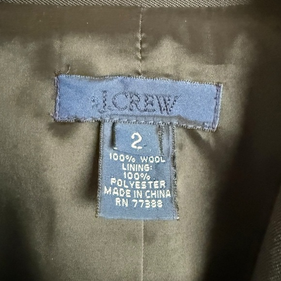 J. Crew Women’s School Boy Wool Blazer Size 2 Black Shoulder Pad Single Breasted - Picture 6 of 9
